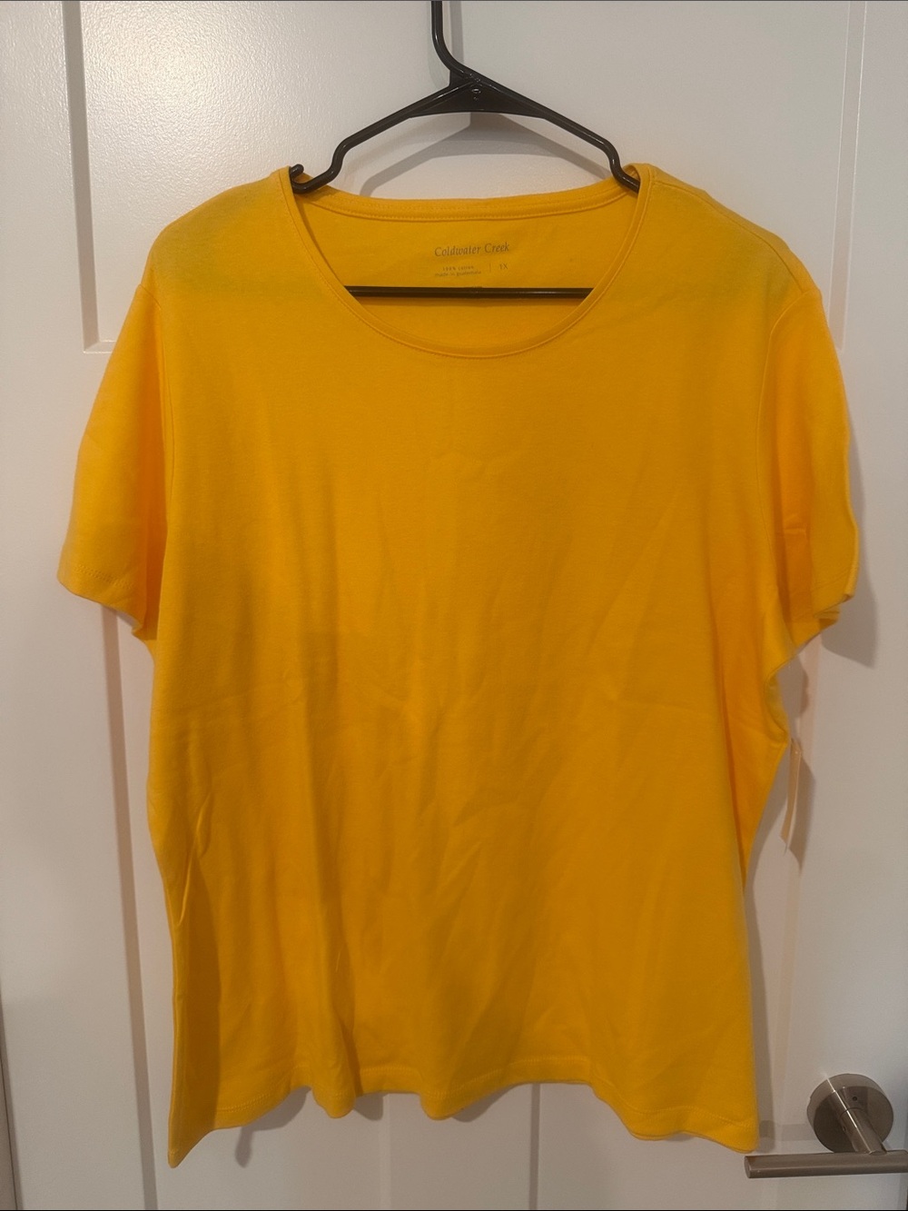 NWT Coldwater Creek Bright Yellow Short Sleeve Scoop Neck Tee